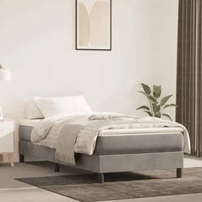 Materasso A Molle Grigio Chiaro 80x210x20 Cm İn Velluto /