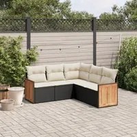 Set Divani da Giardino 5 pz con Cuscini in Polyrattan Nero 3260040