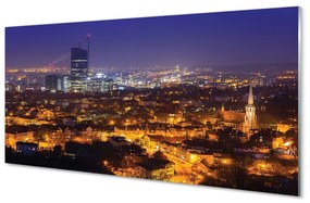 Quadro in vetro Panorama notturno della città di danzica 100x50 cm