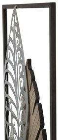 Pannello Decorativo In Ferro E Legno Foglie 30,5x1,9x91 Cm Oro E Argento Ver.B