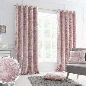 Tende rosa in set da 2 168x229 cm Crushed Velvet - Catherine Lansfield