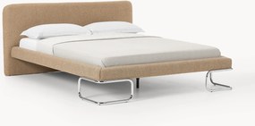 Letto imbottito in bouclé con gambe in metallo Olina