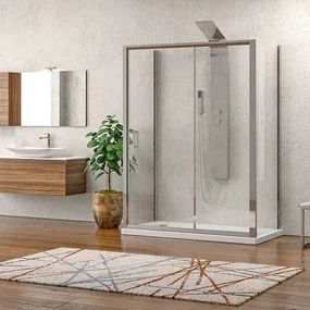 Kamalu - Box doccia 3 lati 80x100x80 apertura scorrevole vetro trasparente K410NS