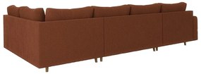 Divano angolare color mattone (con penisola a sinistra) con rivestimento in velluto a coste Ariella – Ropez