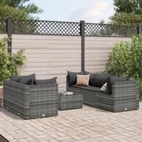 Set Divani da Giardino 6 pz con Cuscini in Polyrattan Grigio 3308018