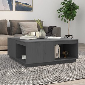 Tavolino Da Salotto Grigio 100x101x40,5 Cm Legno Massello Pino /