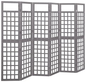 Divisorio A 6 Pannelli İn Legno Di Abete Grigio 242,5x180 Cm /