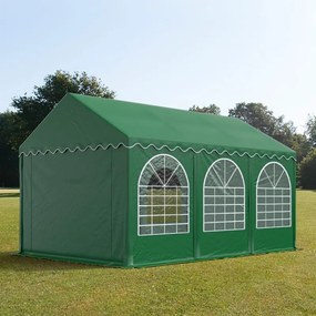 TOOLPORT 4x6 m tenda capannone, altezza 2,6m, PVC 800, telaio perimetrale, verde scuro, senza statica - (7687BL)