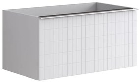Mobile da bagno da fissare sotto lavabo L 80 x H 40 x P 45.5 cm bianco laccato, 2 cassetti Pixel grid