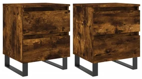 Comodini 2pz rovere fumo 40x35x50 cm in legno multistrato