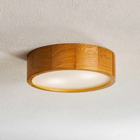 TEMAR LIGHTING Plafoniera Cleo DR275, IP20, sensore, Ø 28 cm, legno di quercia