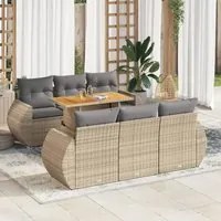 Set Divani da Giardino 7 pz con Cuscini Beige in Polyrattan 3327223