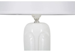 Lampada da tavolo in ceramica bianca con paralume in tessuto (altezza 46 cm) Statua - Mauro Ferretti