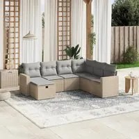 Set Divano da Giardino 7 pz con Cuscini Beige Misto Polyrattan 3263525