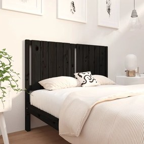 Testiera Per Letto Nera 125,5x4x100cm İn Legno Massello Di Pino /
