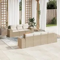 Set Divano da Giardino 8 pz con Cuscini Beige in Polyrattan 3225351