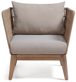 Kave Home - Poltrona Belleny in corda beige e legno massello di acacia 100% FSC