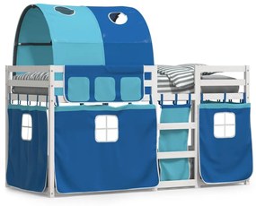 Letto A Castello Senza Materasso Blu 75x190 Cm Massello Pino /