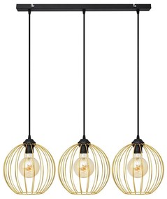 Lampadario a sospensione con filo MERCURE 3xE27/15W/230V oro/nero