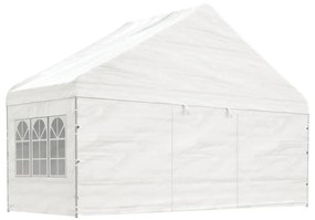 Gazebo con Tetto Bianco 5,88x2,23x3,75 m in Polietilene