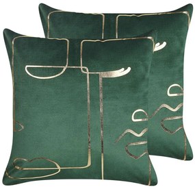 Set di 2 cuscini decorativi velluto verde e oro 45 x 45 cm PHILODENDRON Beliani