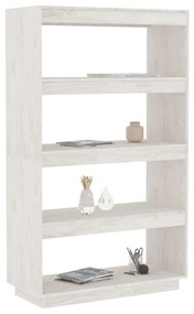 Libreria/Divisorio Bianco 80x35x135 cm Legno Massello di Pino