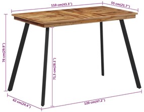 Tavolo da Pranzo 120x62x76 cm in Legno Massello di Teak