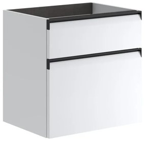 Mobile da bagno sotto lavabo Fusion bianco opaco L 59.5 x H 60 x P 45.5 cm 2 cassetti, lavabo non incluso