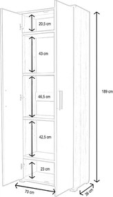 Scarpiera 2 ante grande in legno con ripiani 70x189h cm Ciliegio