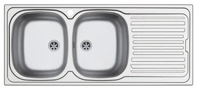 Lavello integrato 2 vasche in inox argento DELINIA Aurora L 50 x L 116 cm