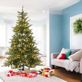 Albero di Natale artificiale slim prelit H 210 cm x  ø 127 cm 500 led bianco caldo