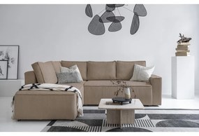 Divano letto angolare in velluto a coste beige Brave Dave - Miuform