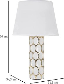 Lampada da tavolo bianca/dorata in ceramica con paralume in tessuto (altezza totale 56 cm) Glam Carv – Mauro Ferretti