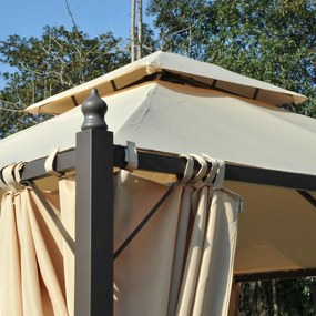Gazebo da Giardino Impermeabile con Pannelli Laterali Beige 3x3m...