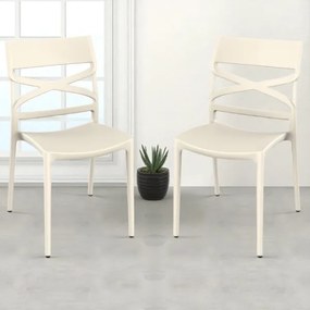 Sedia polipropilene per interno e esterno impilabile MIROK Crema set 2 pezzi