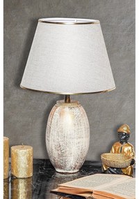 Lampada da tavolo color crema e dorata con paralume in tessuto (altezza totale 50 cm) Yakamoz – Opviq lights