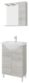 Mobile sottolavabo e lavabo con sifone Symoa per vasca centrale legno grigio in truciolare L 55 x H 81.5 x P 50.5 cm, 2 ante