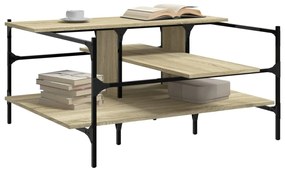 Tavolino salotto rovere sonoma 100x100x48,5cm legno multistrato