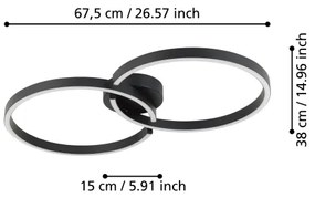 Eglo 900955-Plafoniera LED RGBW dimmerabile AMANDOLO 19,5W/230V nero + +TC