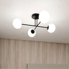 Lampadario da Soffitto in Acciaio ROMA 4 Nero 4xE14 Colore del corpo Bianco