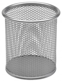 Trade Shop - Portapenne Tondo Da Scrivania Metallo Rete 8.5x10 Porta Penne Ufficio Scrivania