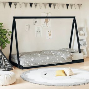 Giroletto Per Bambini Nero 90x200 Cm İn Legno Massello Di Pino /