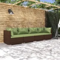 Set Divani da Giardino 4 pz con Cuscini in Polyrattan Marrone 3101428