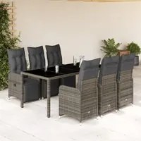 Set Bistr da Giardino 7 pz con Cuscini in Polyrattan Grigio 3277169