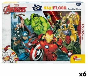 Puzzle per Bambini The Avengers Double-face 108 Pezzi 70 x 1,5 x 50 cm (6 Unità)