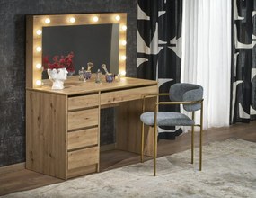 Toeletta Hollywood XL con specchio e LED in rovere artigianale