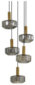 Hildur 5 Cluster Lampada a Sospensione Fumé Grigio/Ottone - Lindby