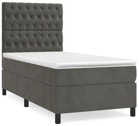 Giroletto a molle con materasso grigio scuro 90x200 cm velluto