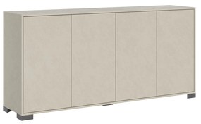 Madia e Porta TV Lumina con ante in bianco lucido e cashmere, Cashmere / Porta TV 2 ante