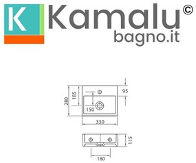 Kamalu - mini lavabo bagno in ceramica bianca lucida | litos-df35